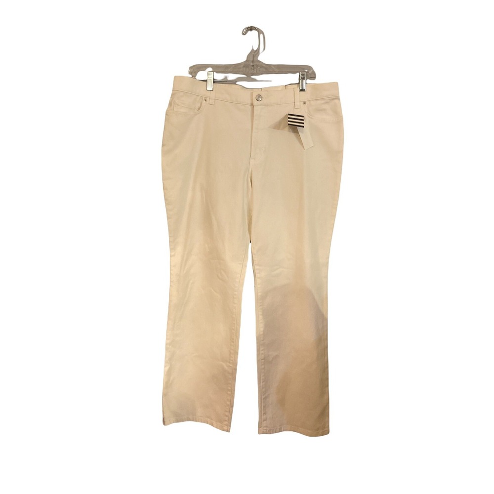 NWT‎ Lands End Womens SZ 16 Misses Modern Bootcut Stretch Jean White Slim Pants